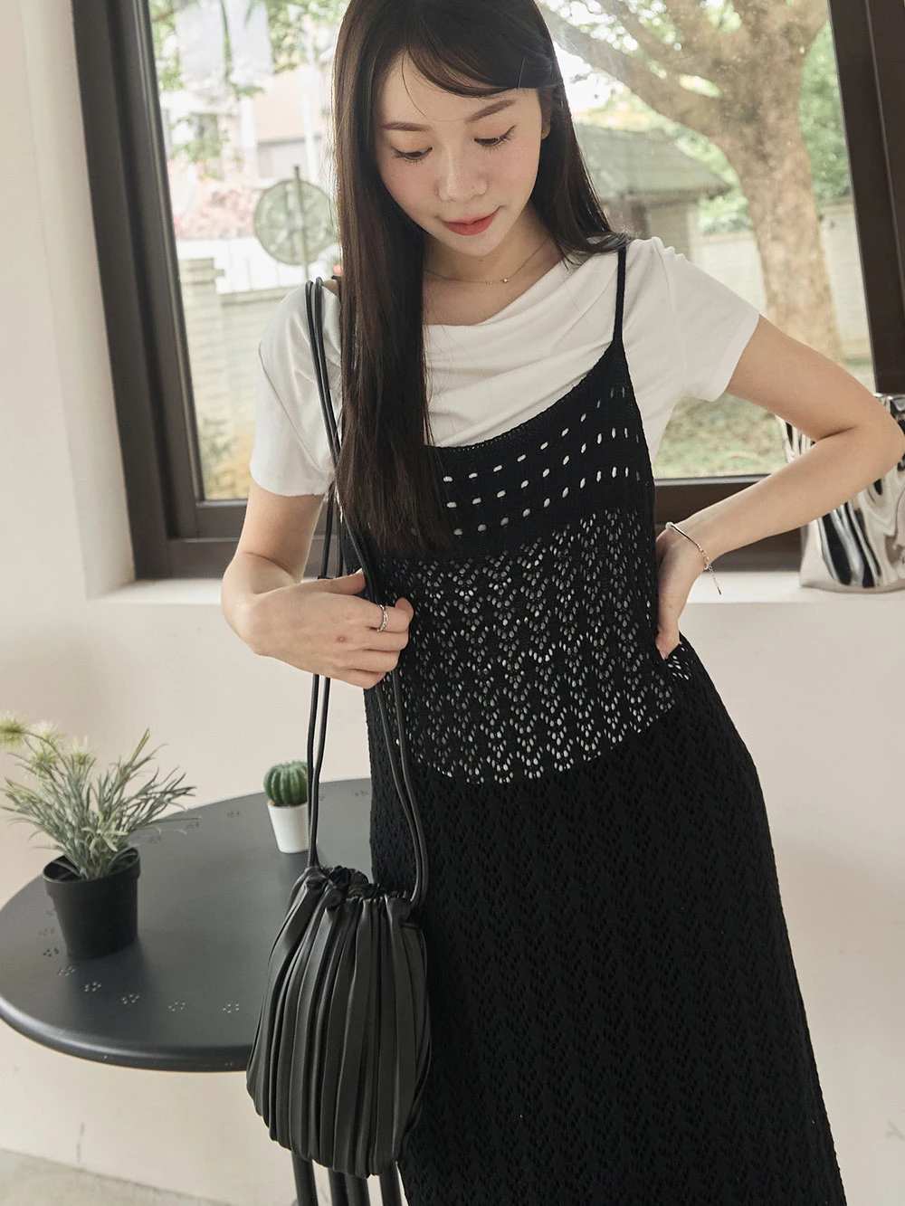 縷空針織外罩洋裝