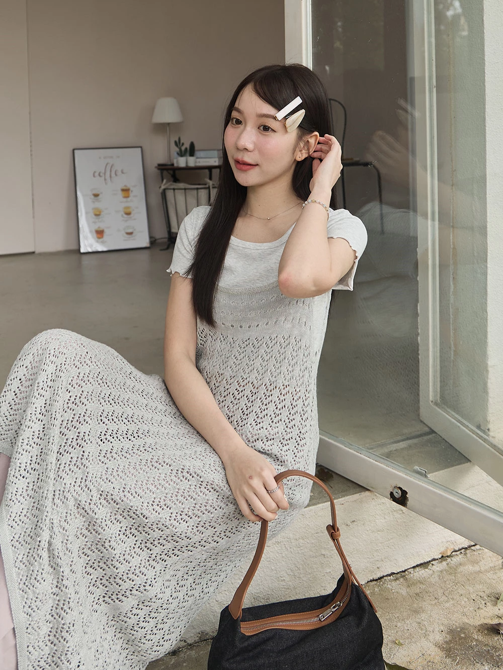 縷空針織外罩洋裝