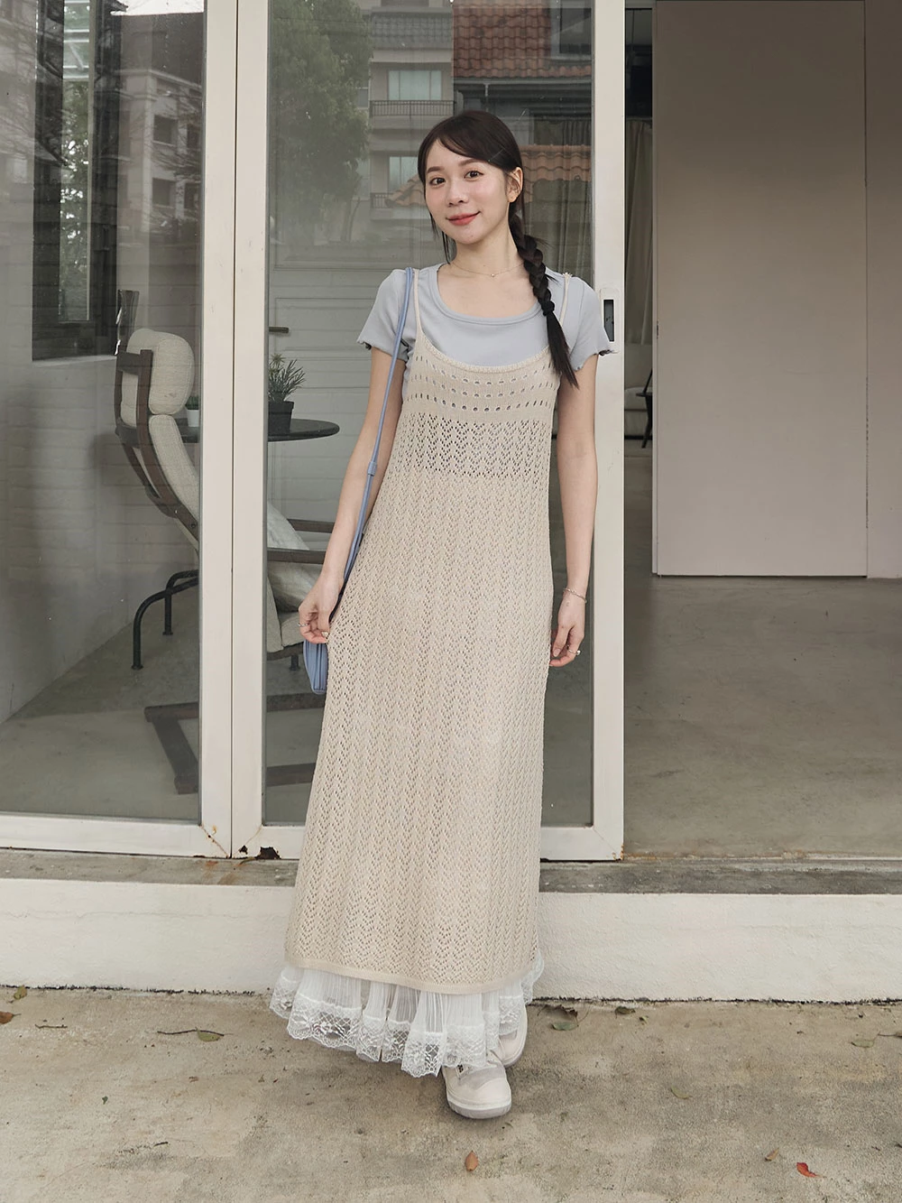 縷空針織外罩洋裝