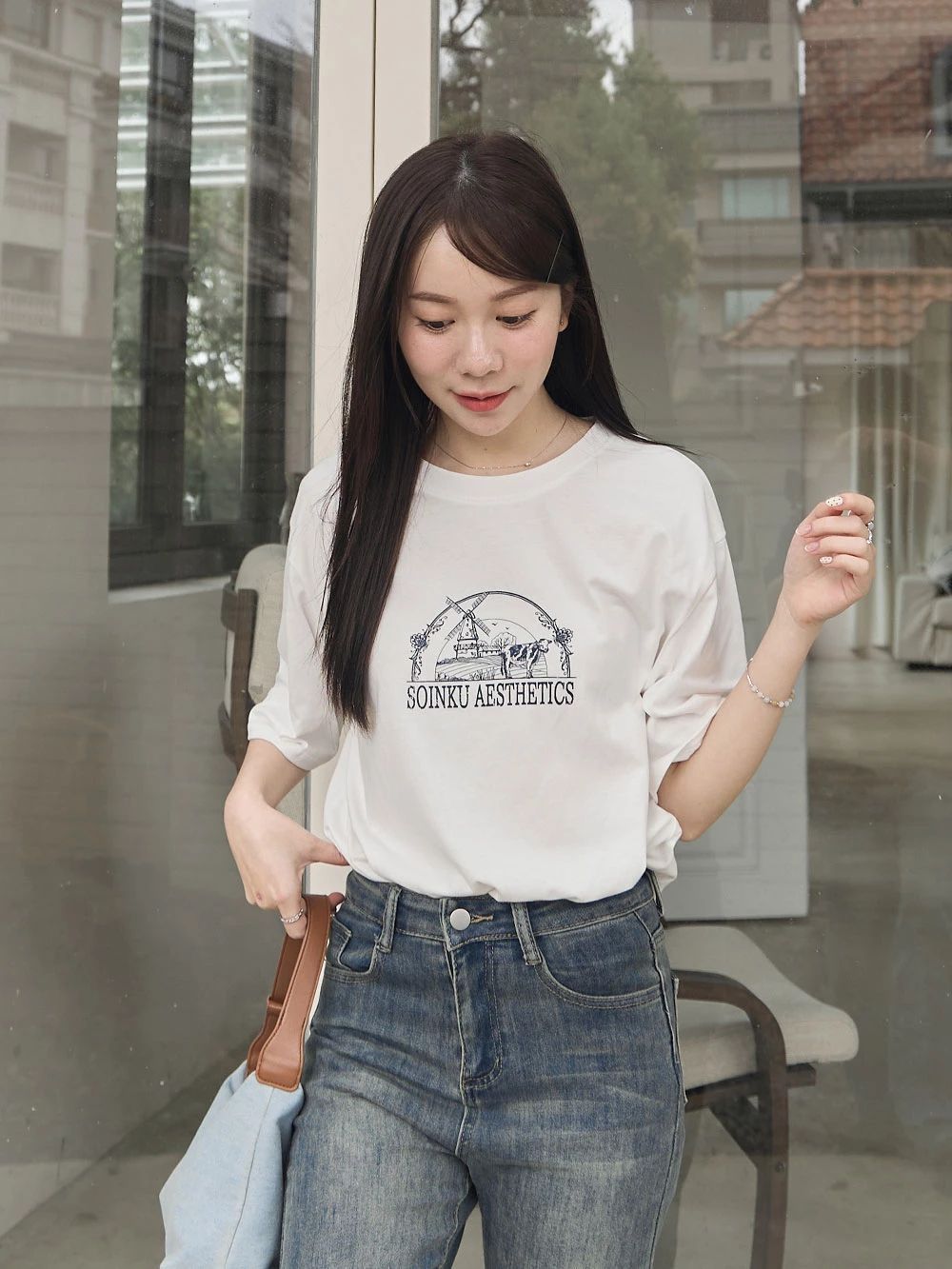 牧場印圖短袖上衣