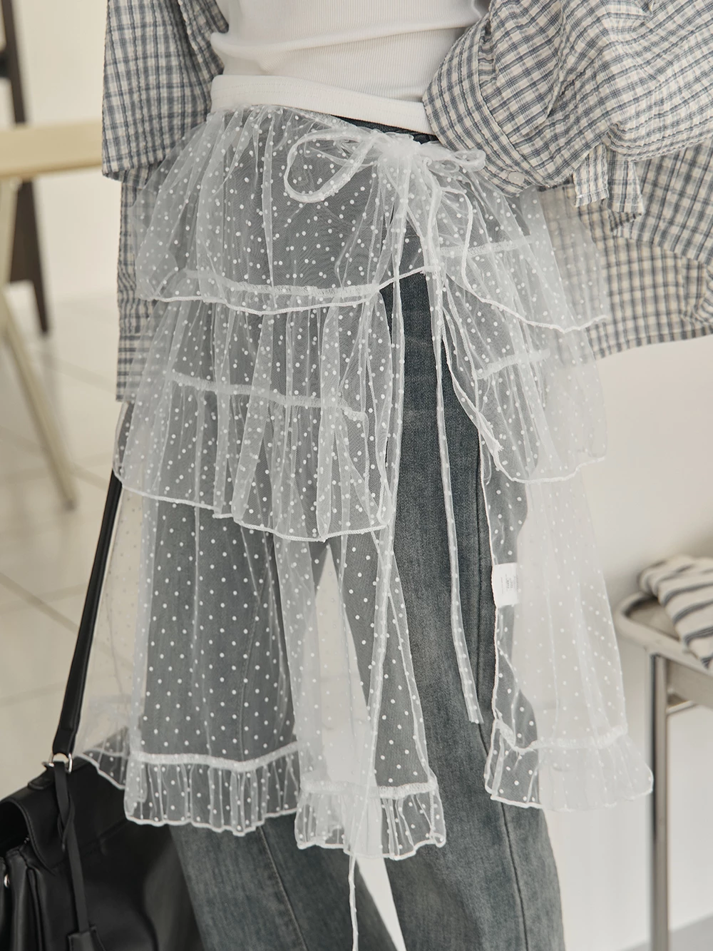 層次點點網紗裙廉
