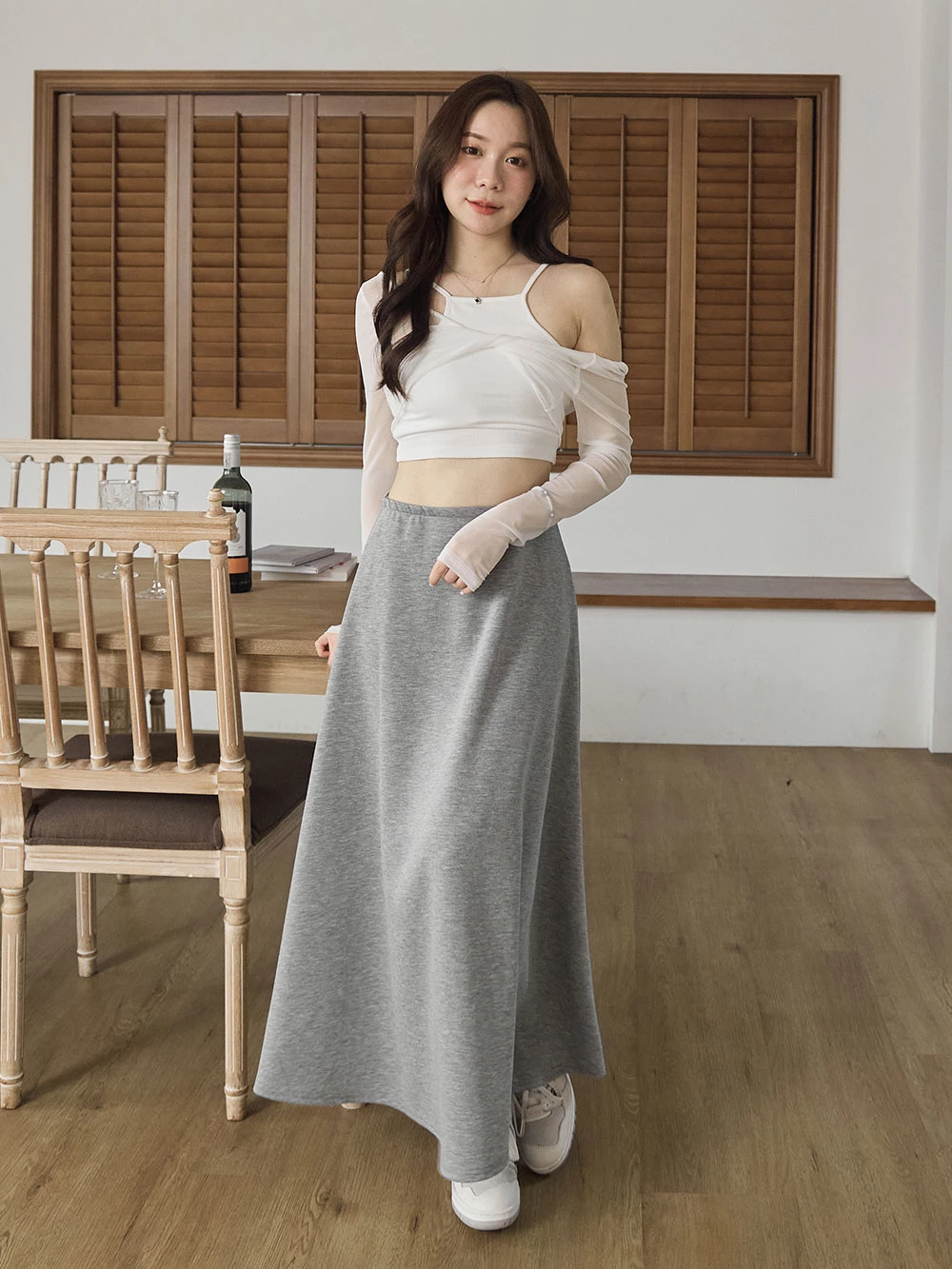 薄料太空棉A字長裙