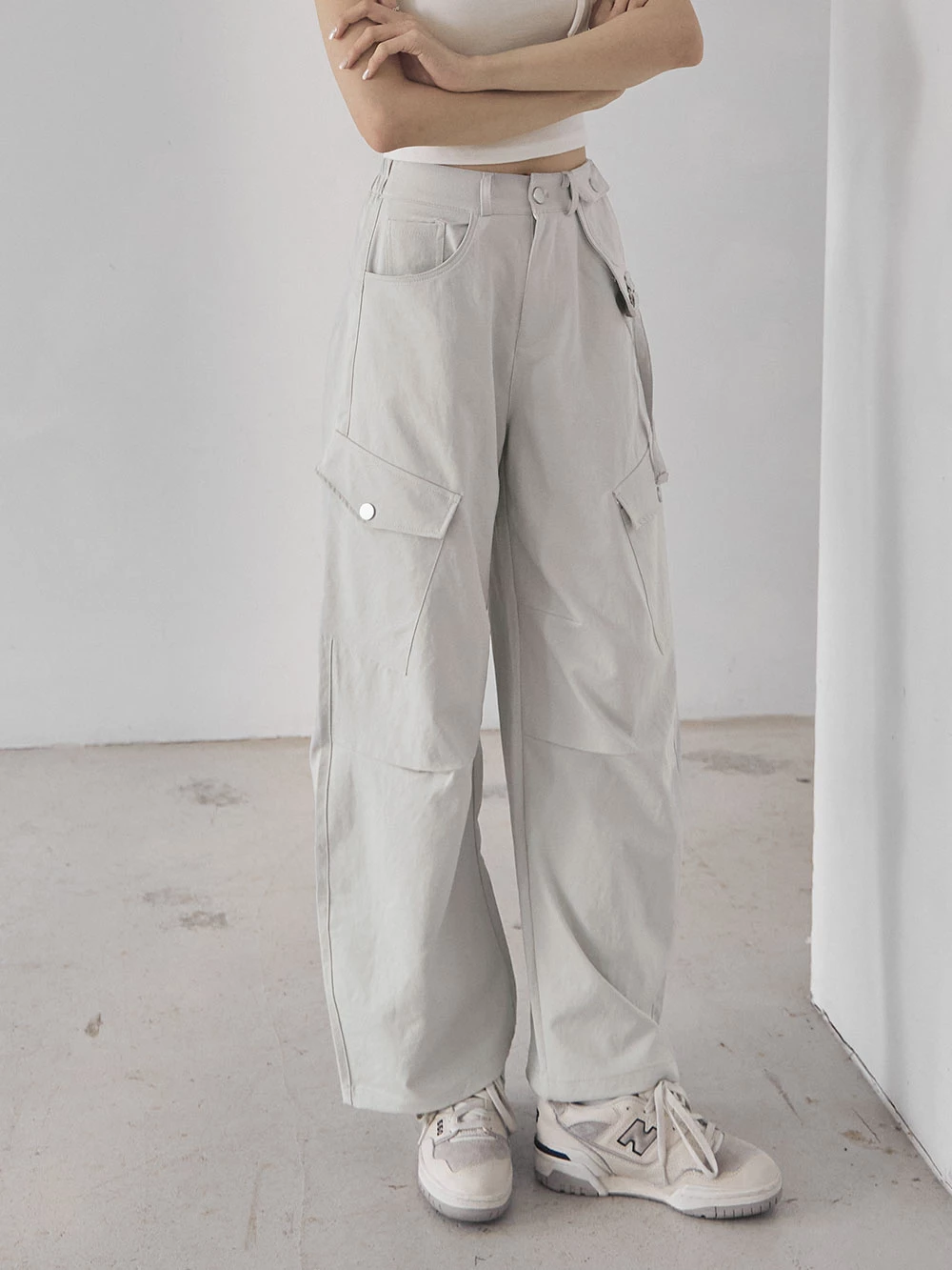 多口袋造型工裝彎刀褲