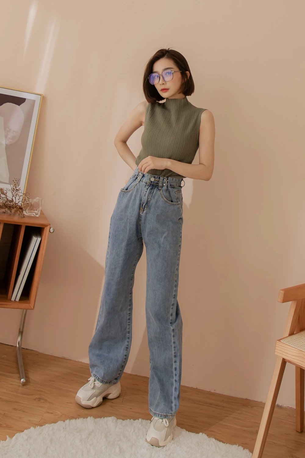 SPmade-收腰釦牛仔褲