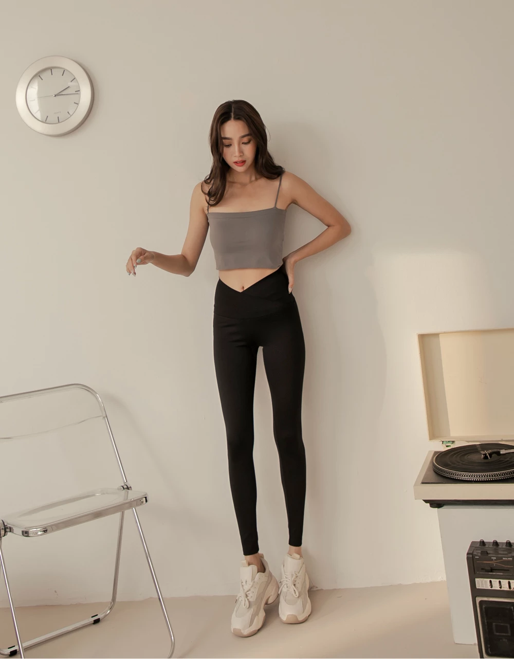 交叉無痕高腰瑜伽褲