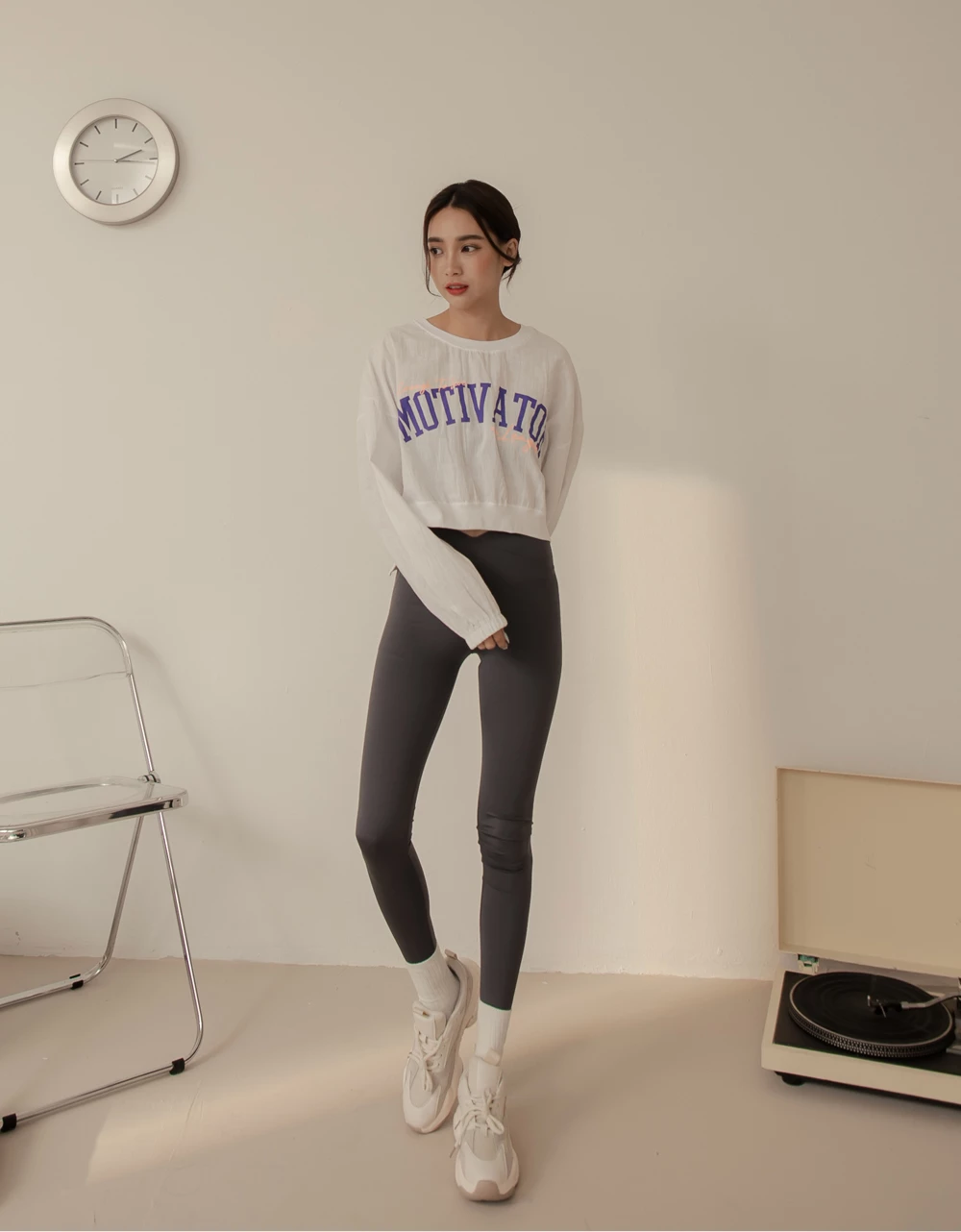 交叉無痕高腰瑜伽褲