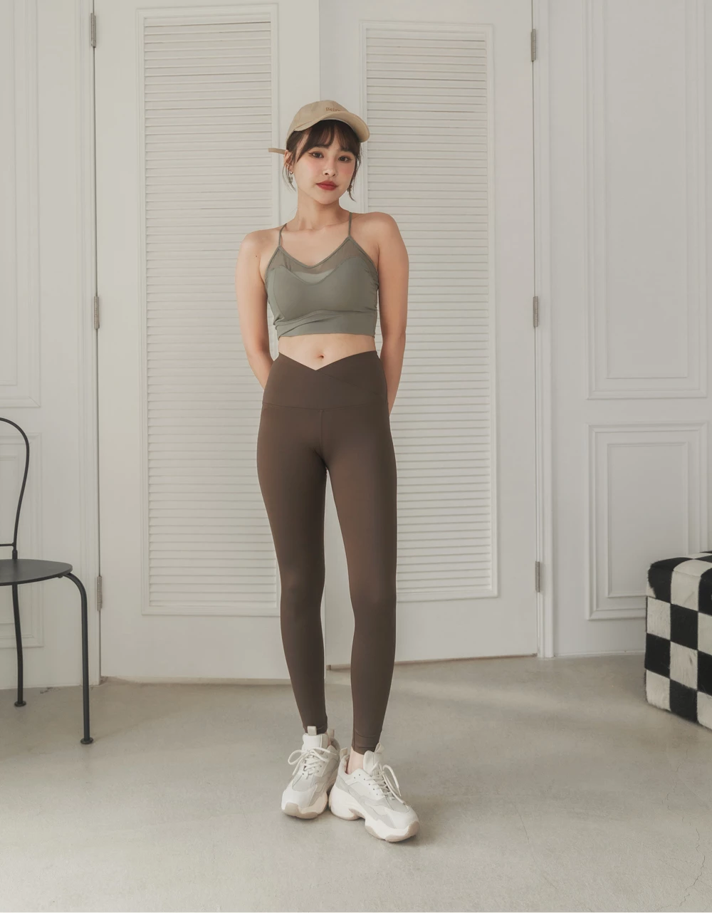 交叉無痕高腰瑜伽褲