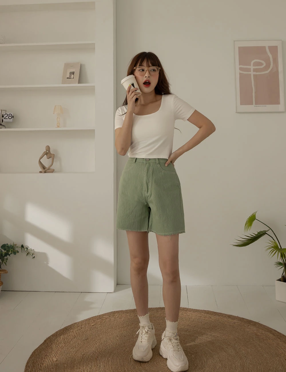 抽鬚牛仔五分褲