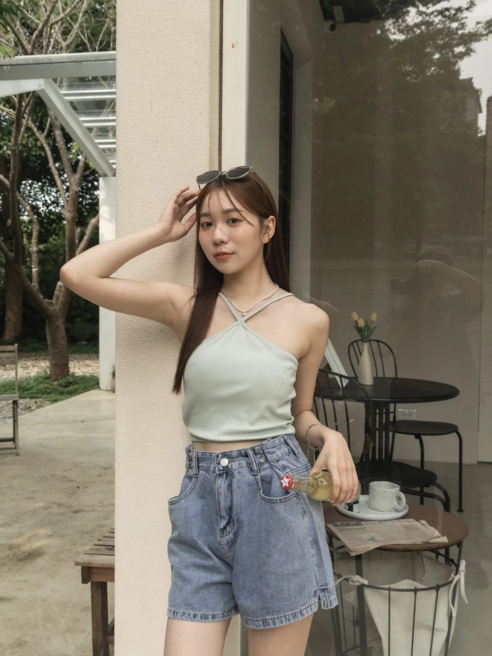 交叉細肩胸墊背心