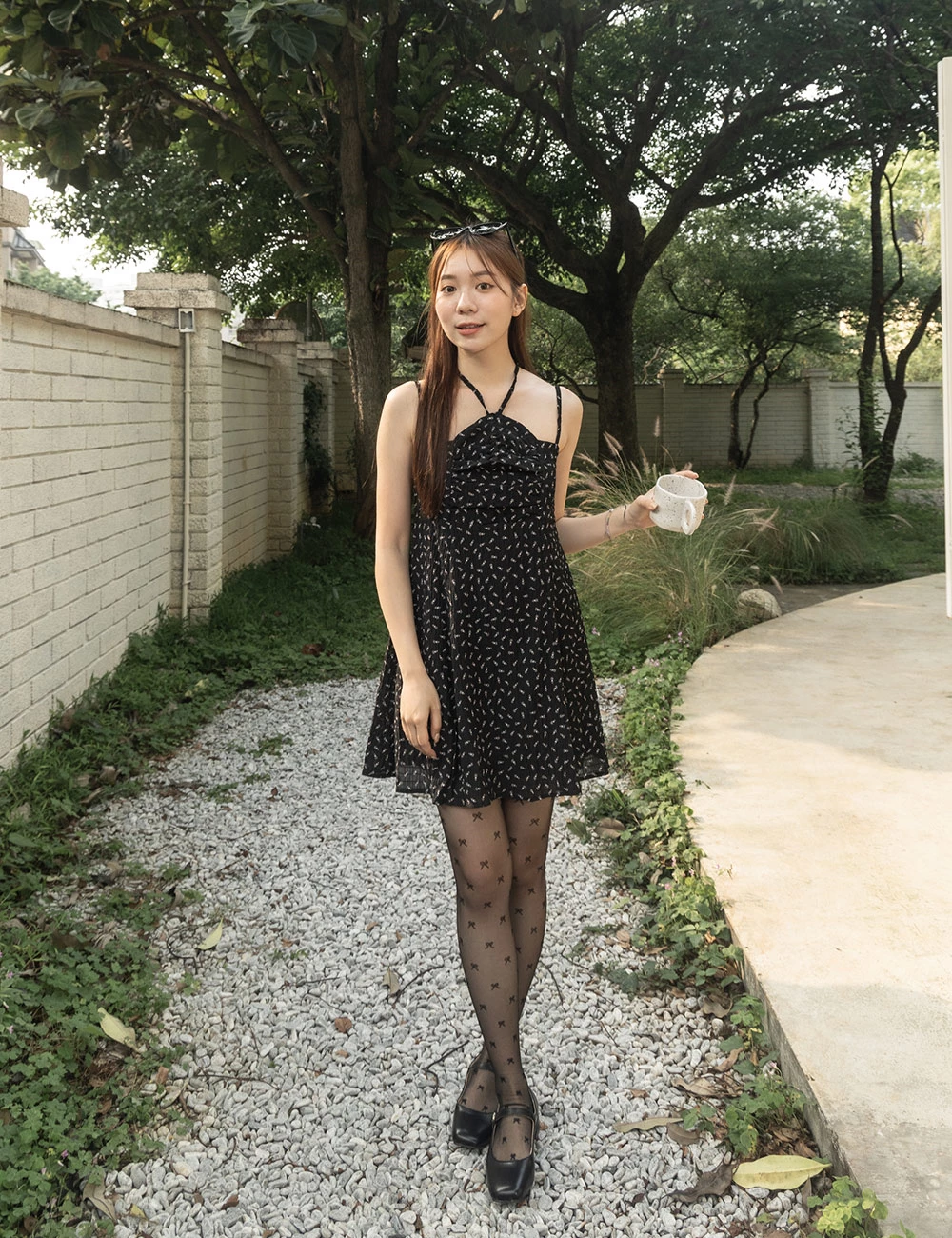 兩穿碎花細肩短洋裝