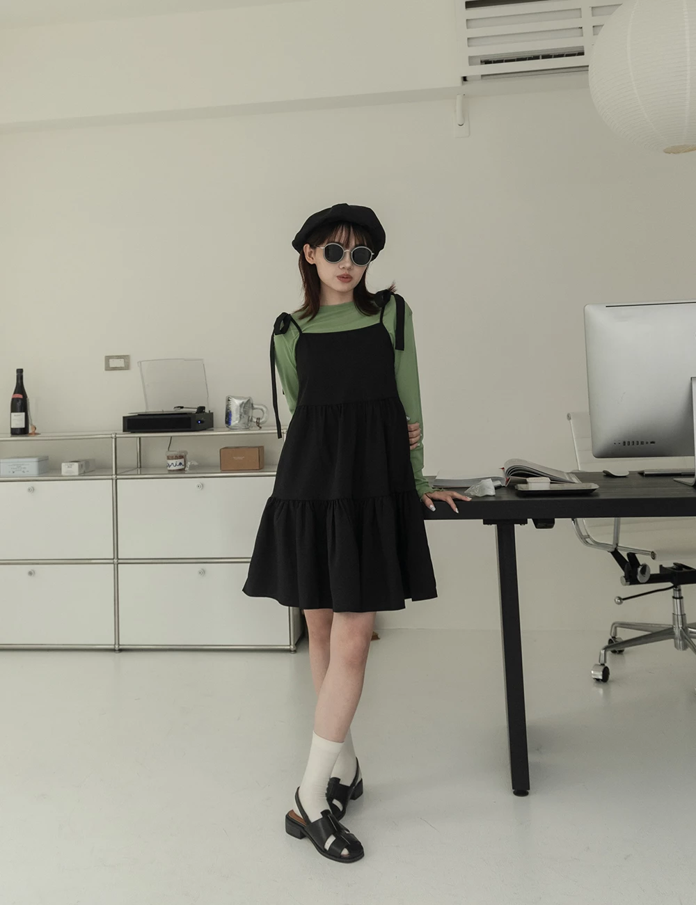 細肩蛋糕短洋裝