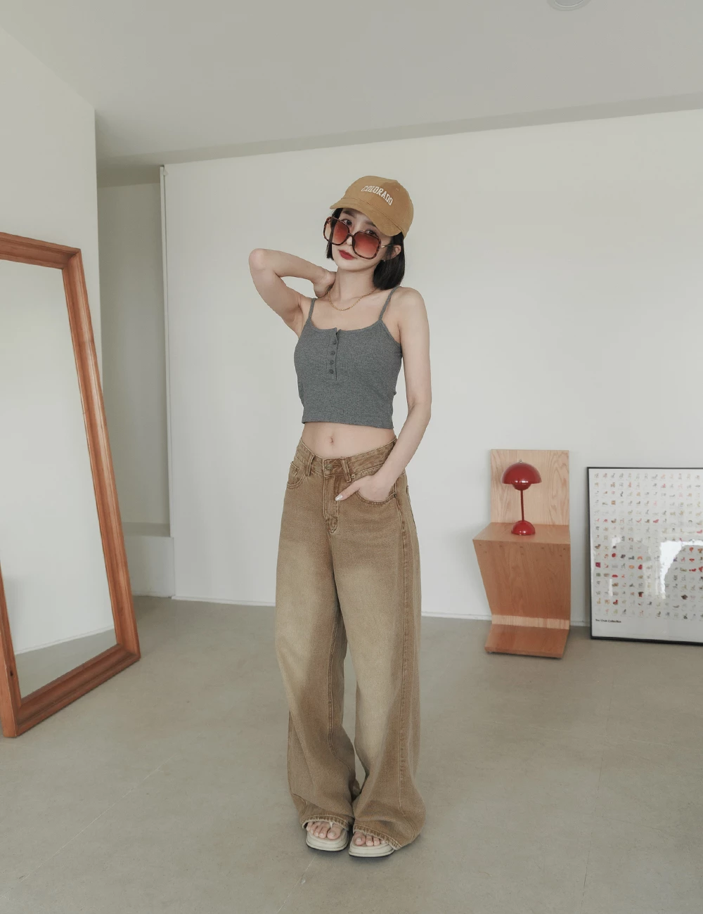 一字挖背排扣胸墊背心