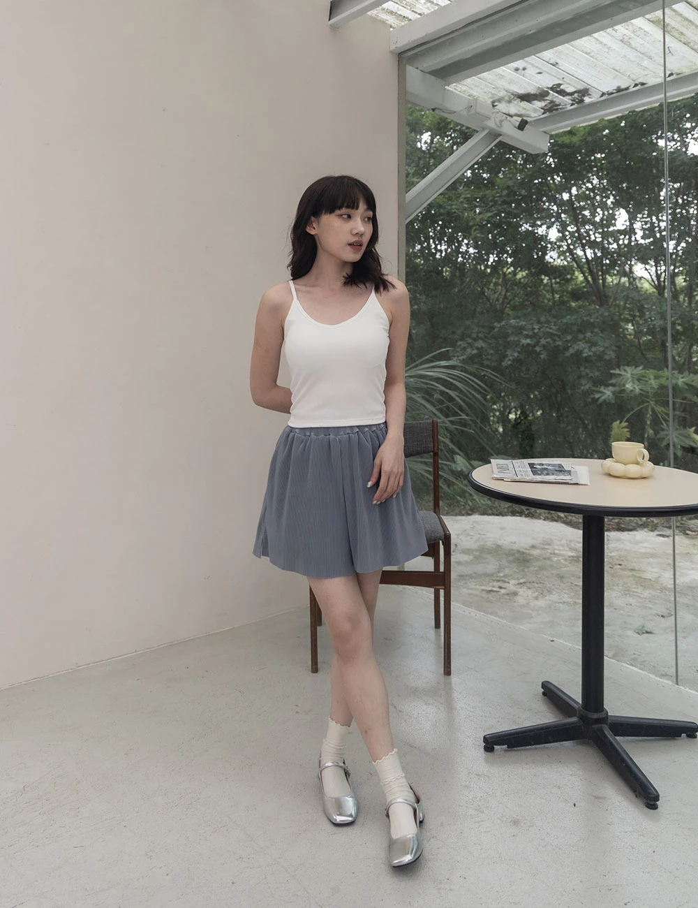 羅紋細肩胸墊背心