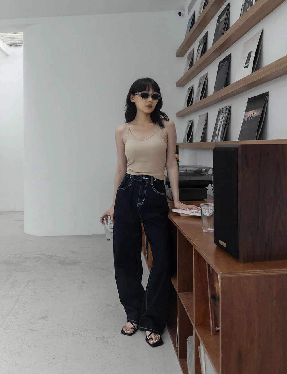 羅紋細肩胸墊背心