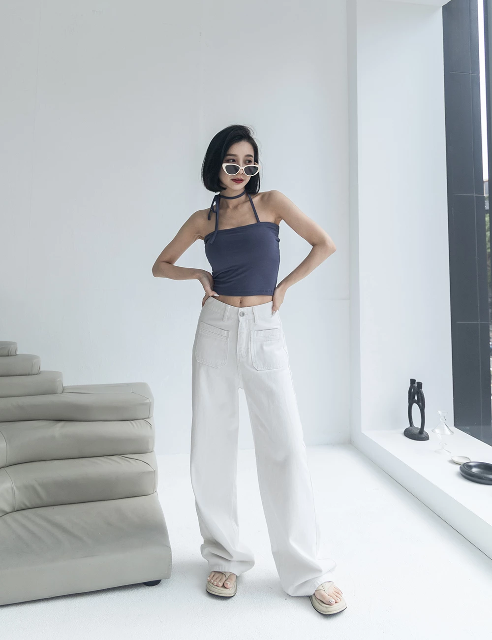 綁帶造型平口胸墊背心