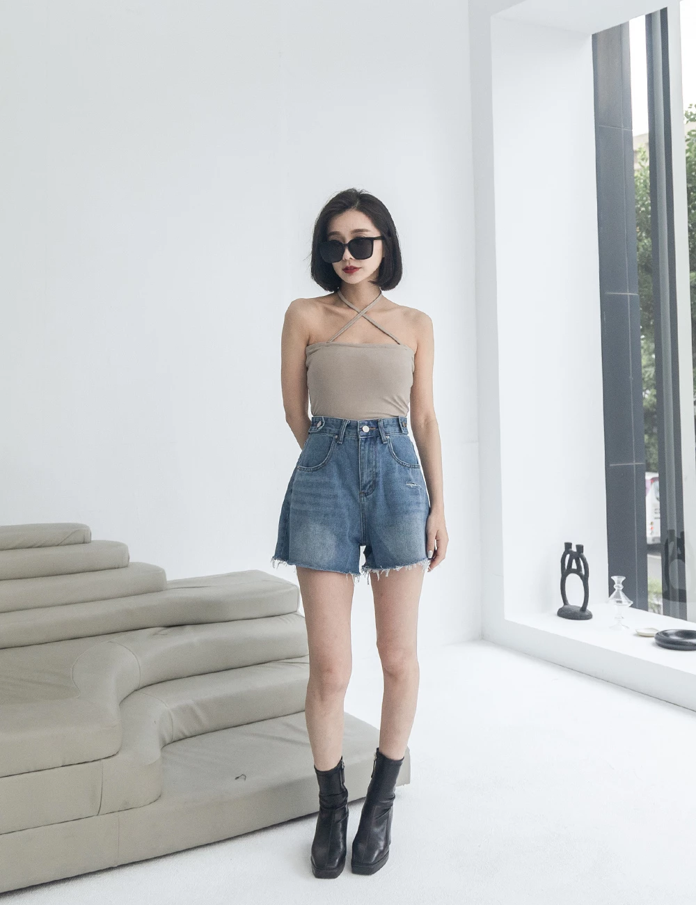 綁帶造型平口胸墊背心