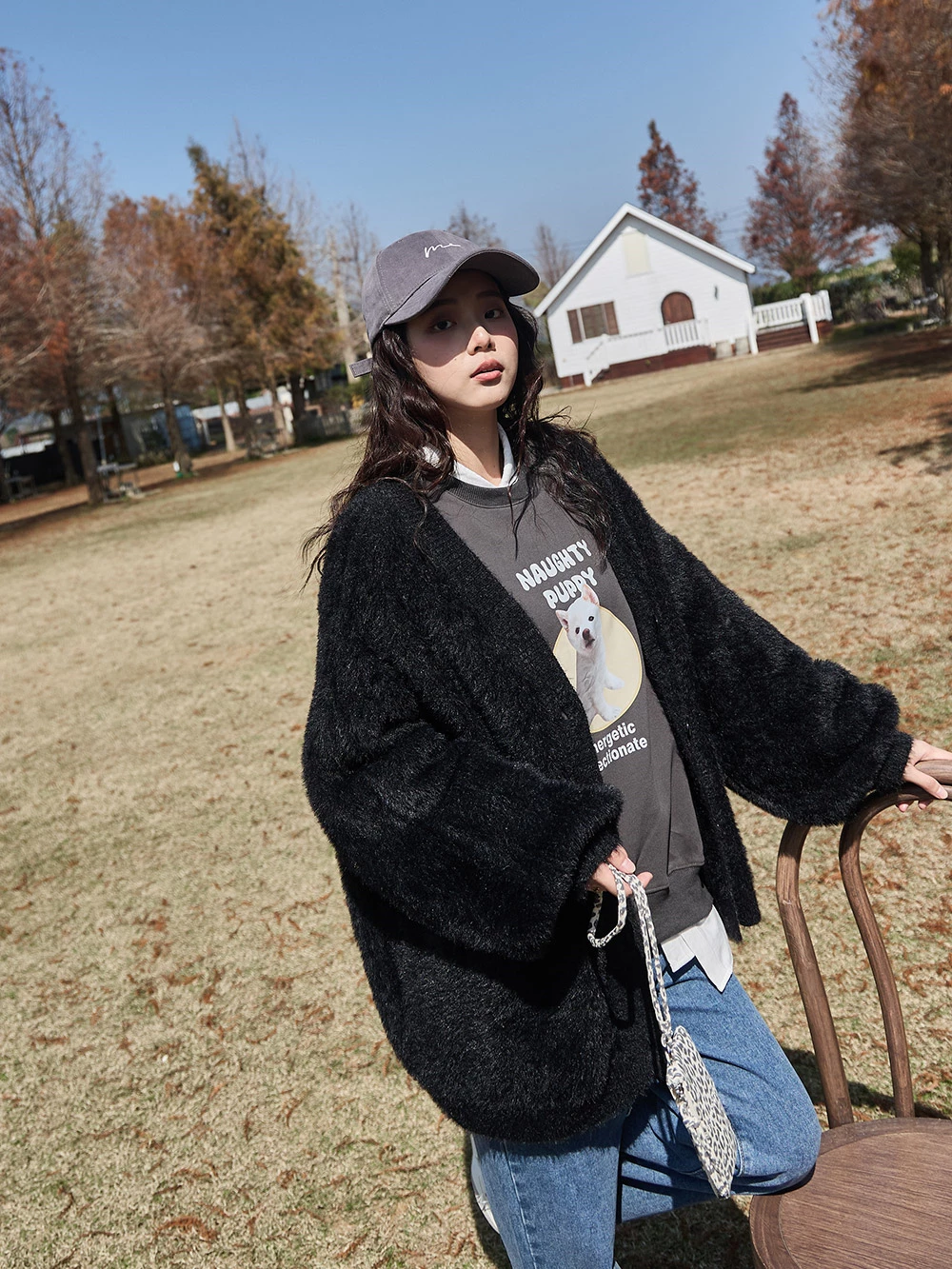 水貂毛針織開襟外套