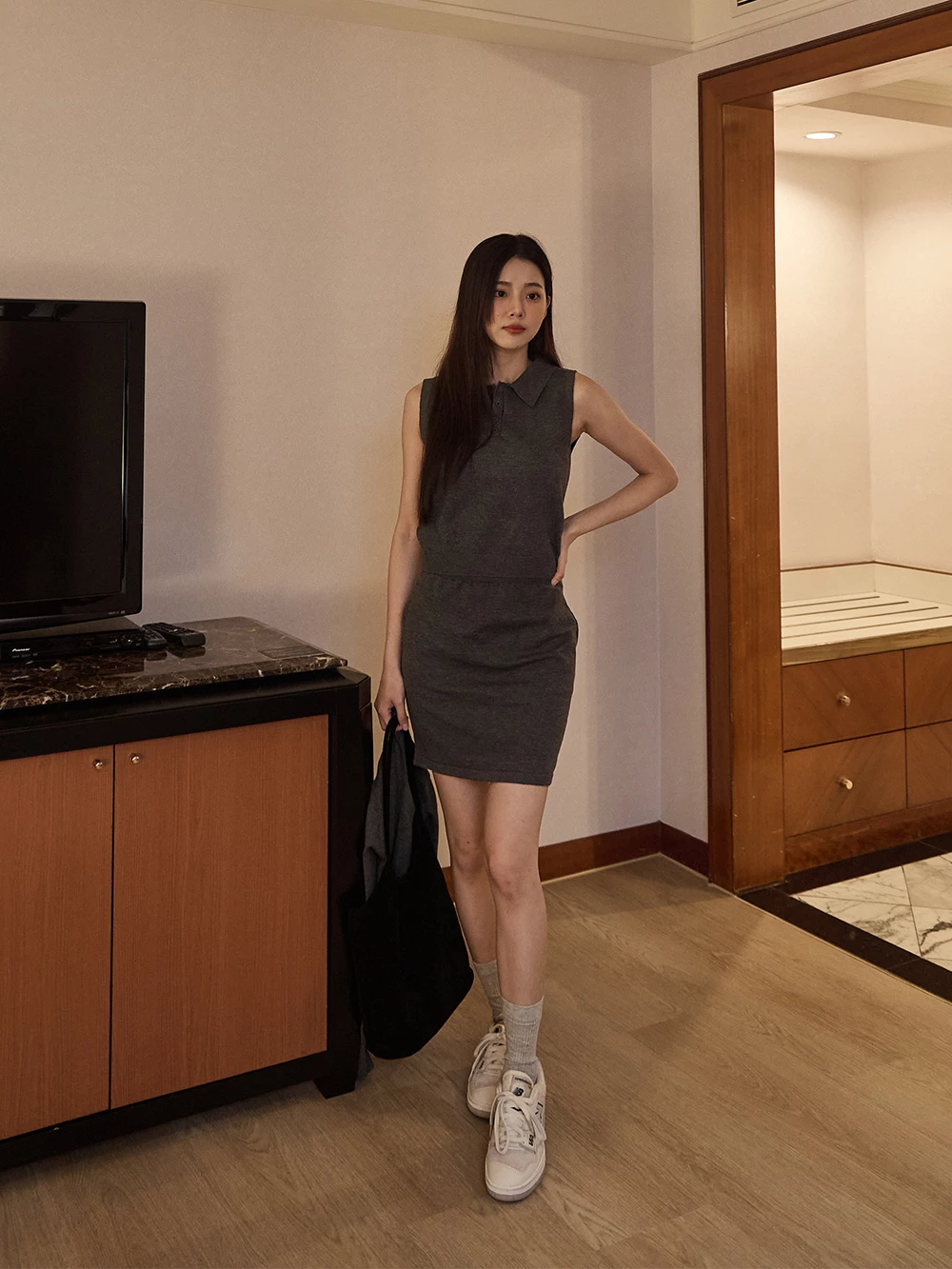 三件式-針織短裙套裝