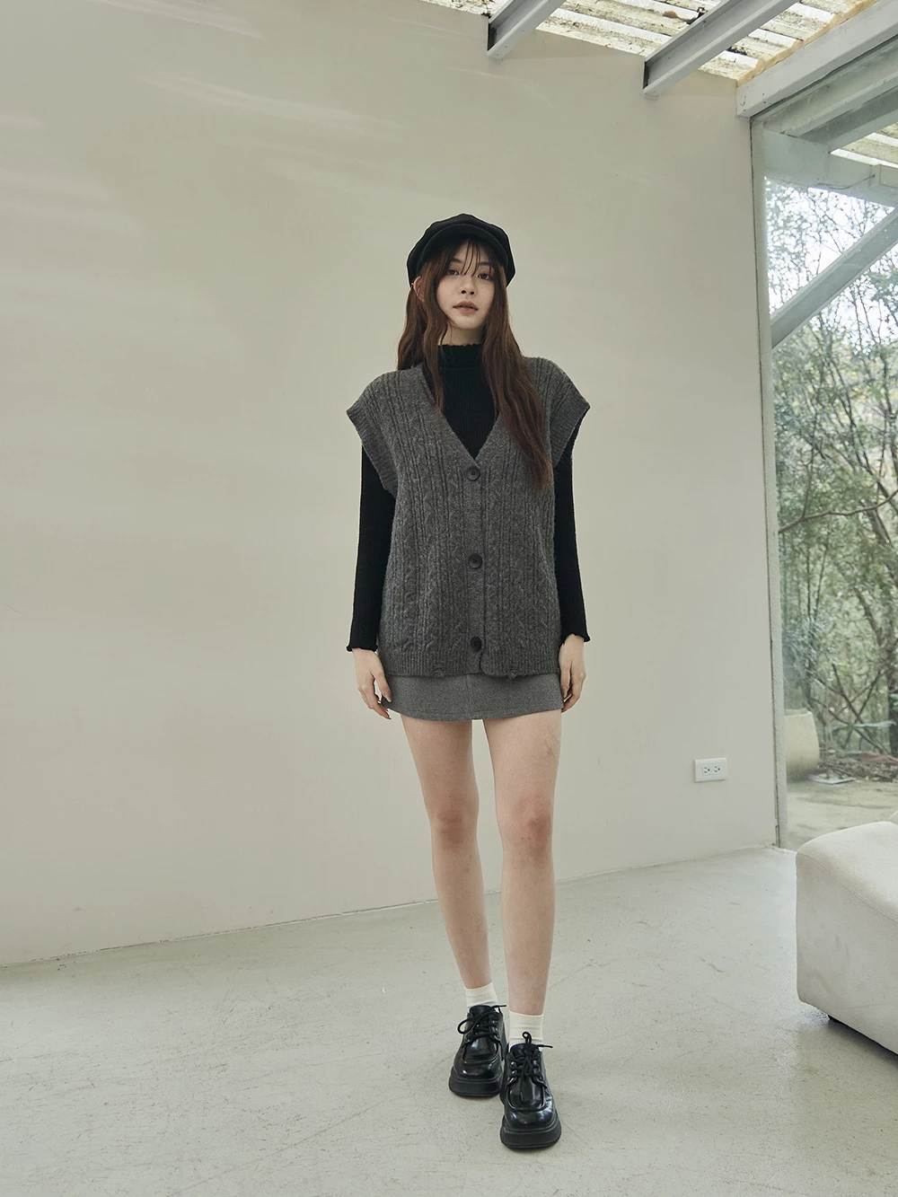 麻花針織寬鬆背心