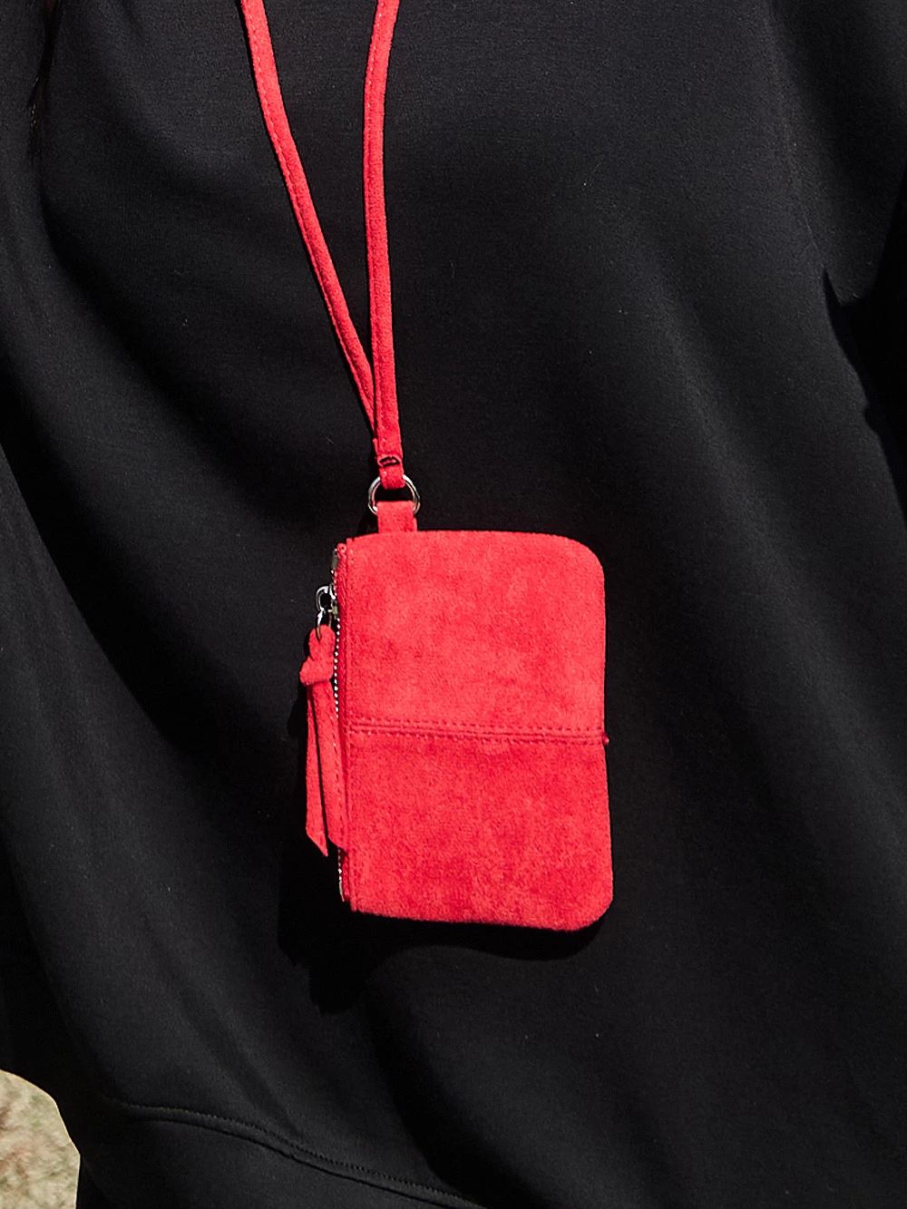 掛脖麂皮絨零錢包