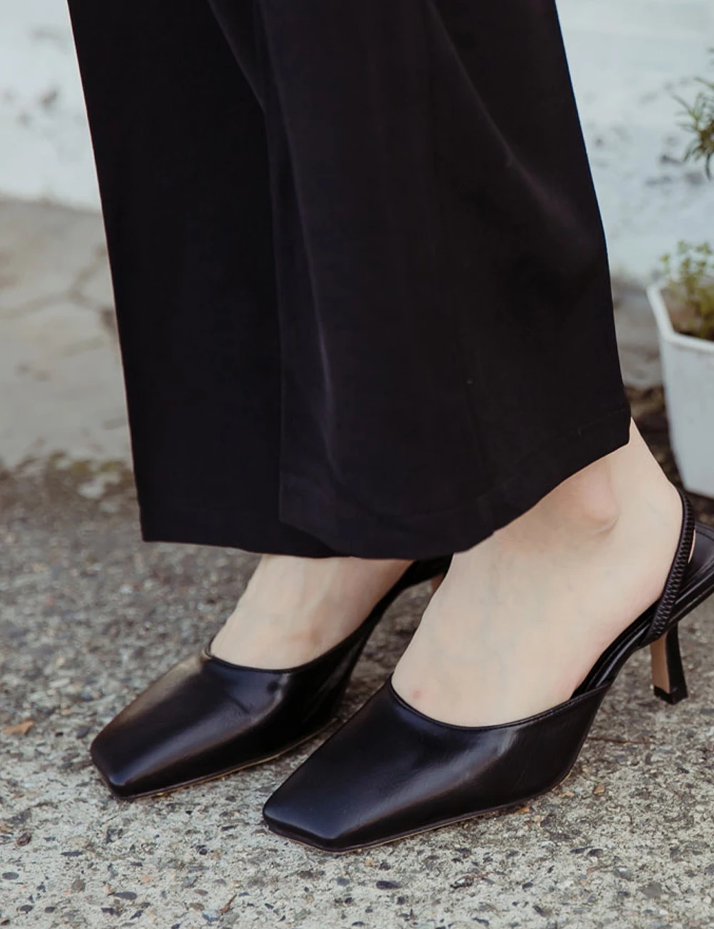 正韓-斜方頭細跟穆勒涼鞋