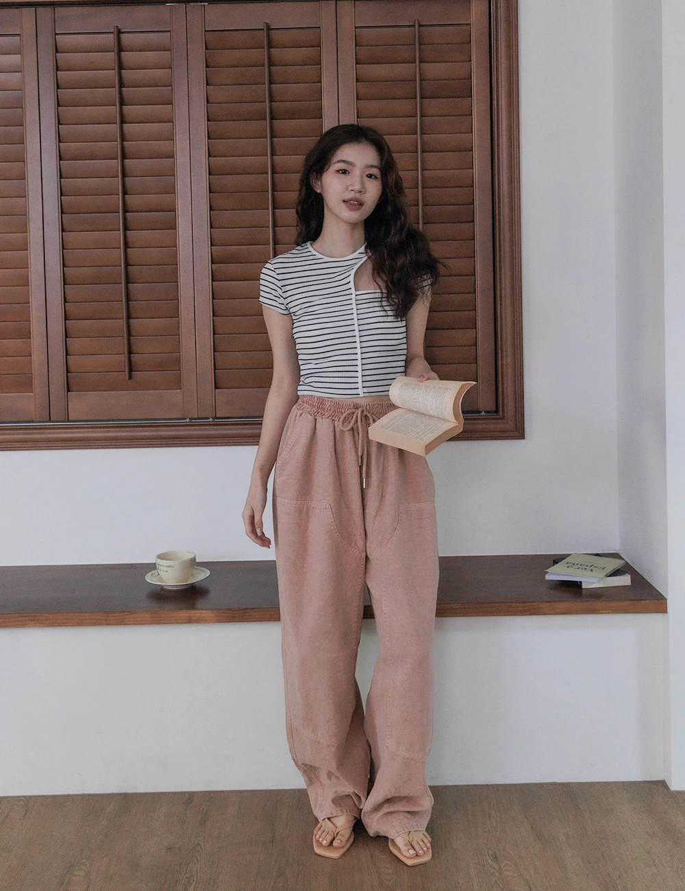 舒服鬆緊抽繩牛仔褲