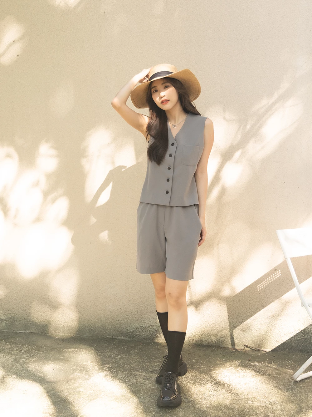 舒服版型鬆緊腰五分褲