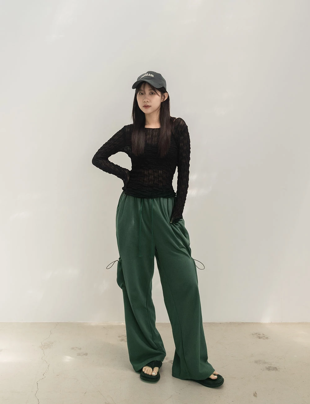 正韓-大口袋工裝寬褲