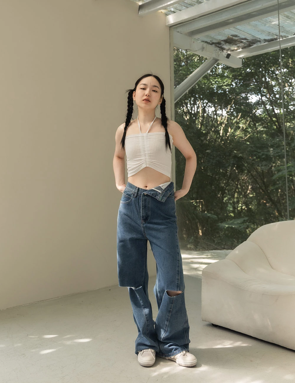 正韓-繞頸抽繩平口背心